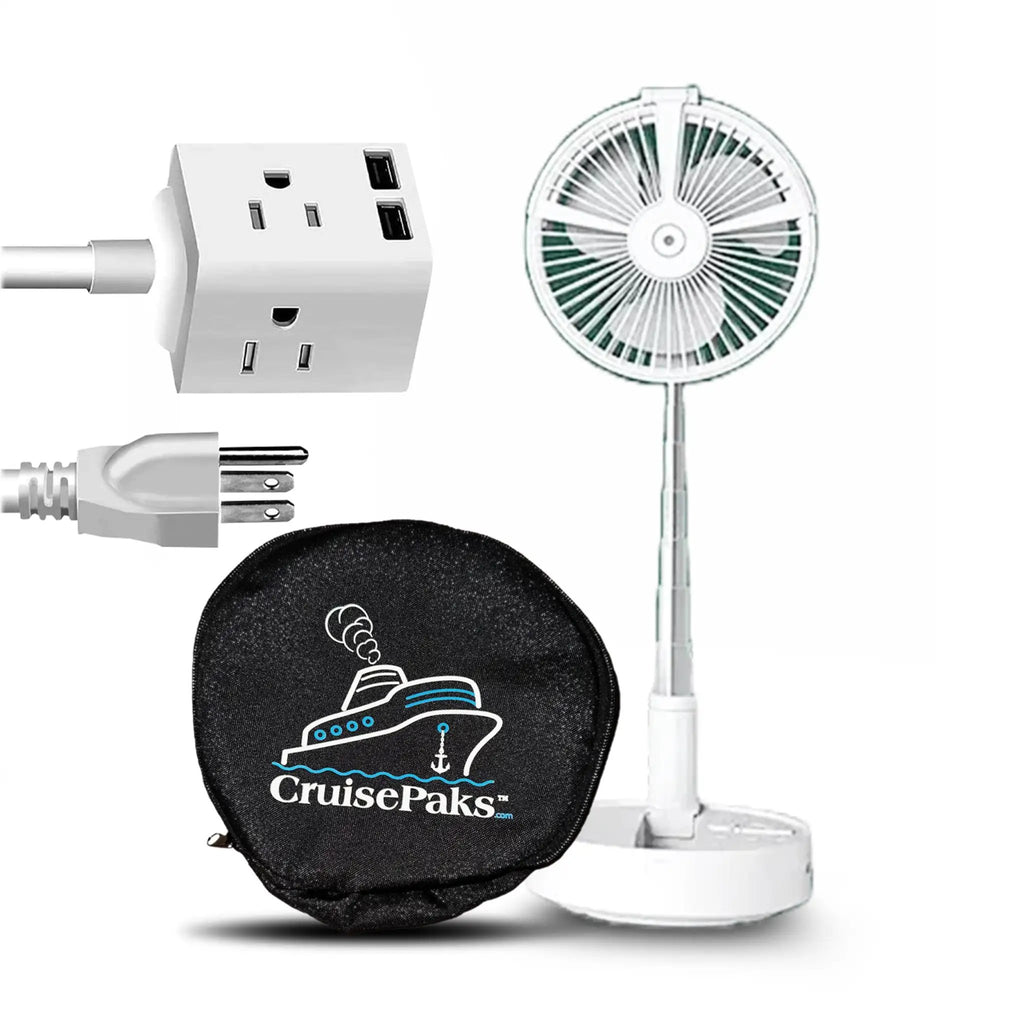 Cruise Essentials Portable Fan Corded plug Fan bag Bundle