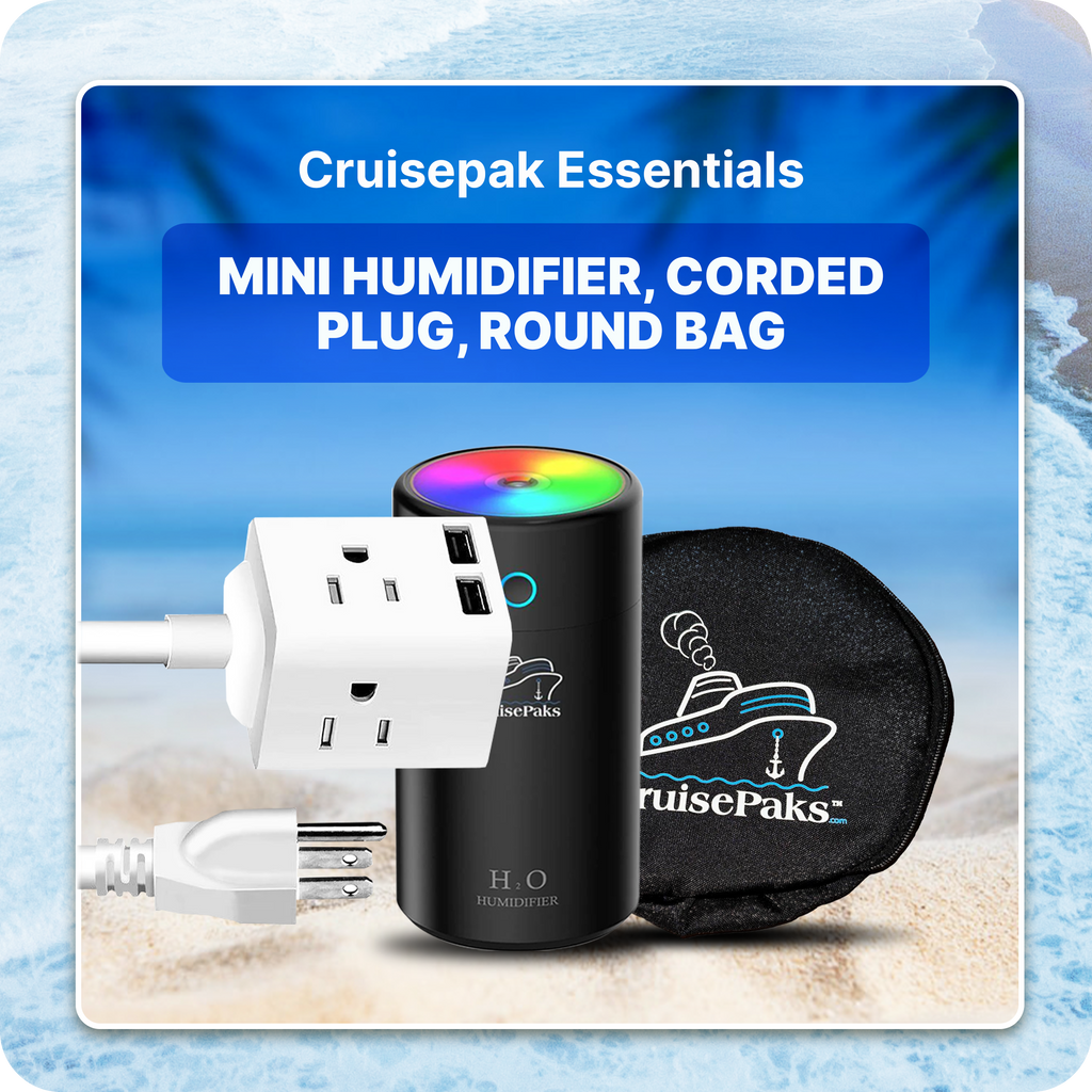 Cruise Essentials Mini Humidifier Corded plug Round bag Bundle
