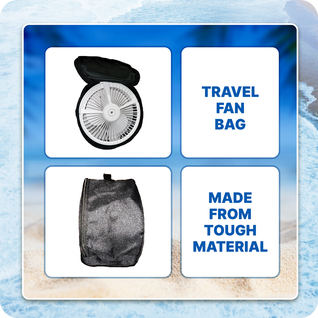 Cruise Essentials Portable Fan wall plug Fan bag Bundle