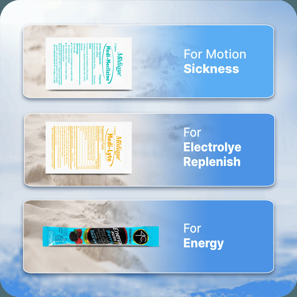 Cruise Essentials Refill Kit | Basic | Hydration | Motion Sickness