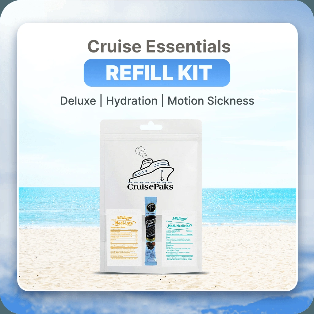 Cruise Essentials Refill Kit | Deluxe | Hydration | Motion Sickness