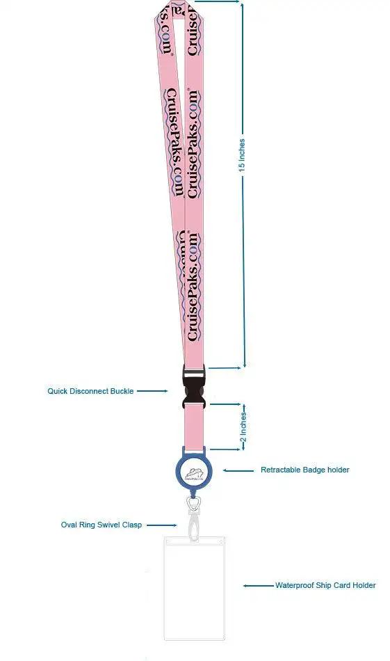 Cruise Essentials Lanyard with Retractable ID Holder Light Pink