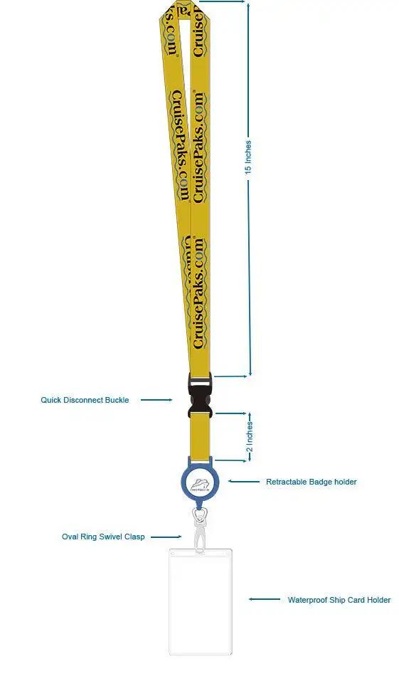 Cruise Essentials Lanyard with Retractable ID Holder Gold