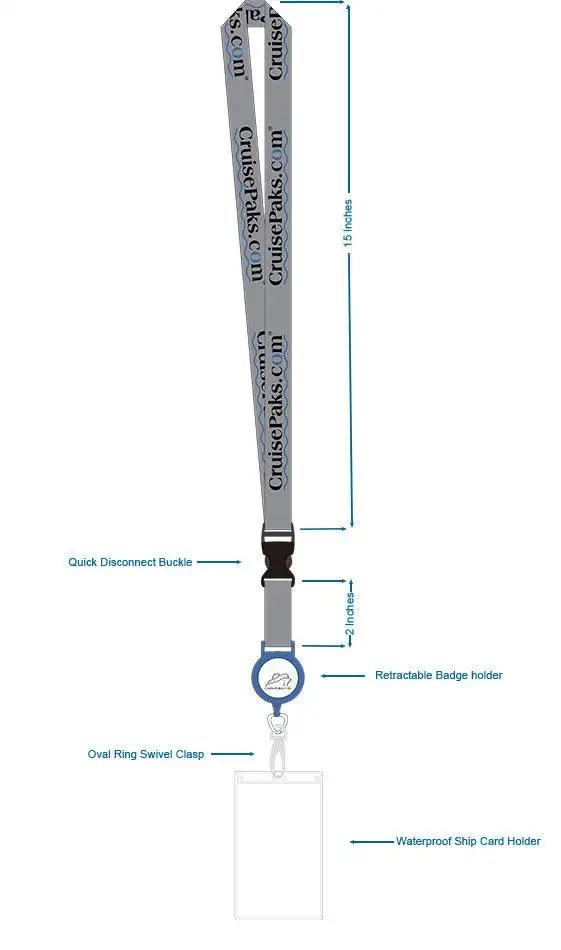 Cruise Essentials Lanyard with Retractable ID Holder Grey