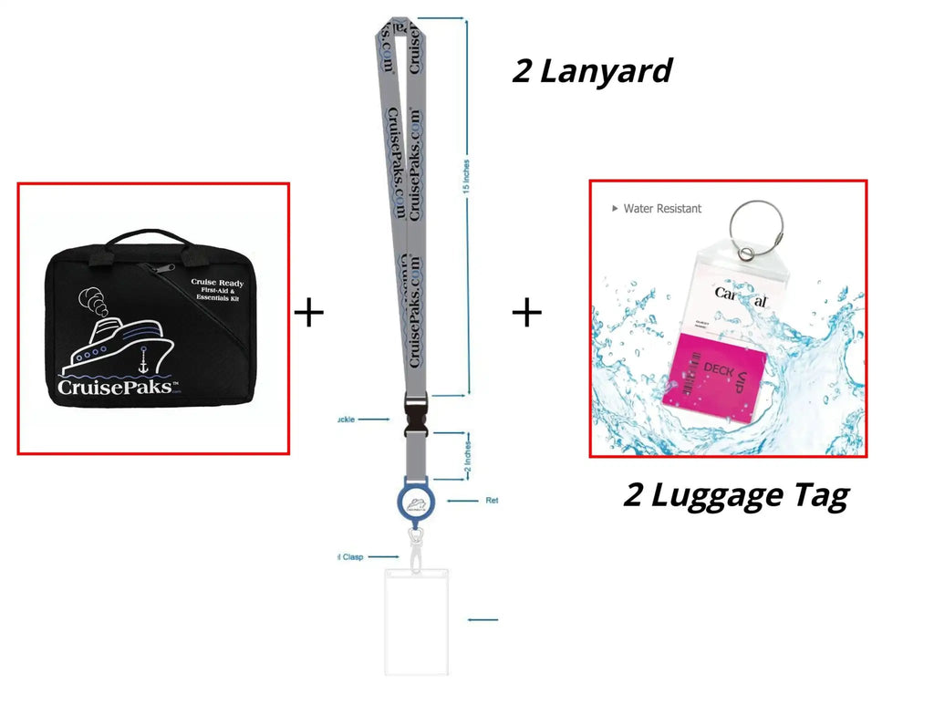 Deluxe Cruise Essentials Bundle - 2 Lanyards | 2 Luggage Tags