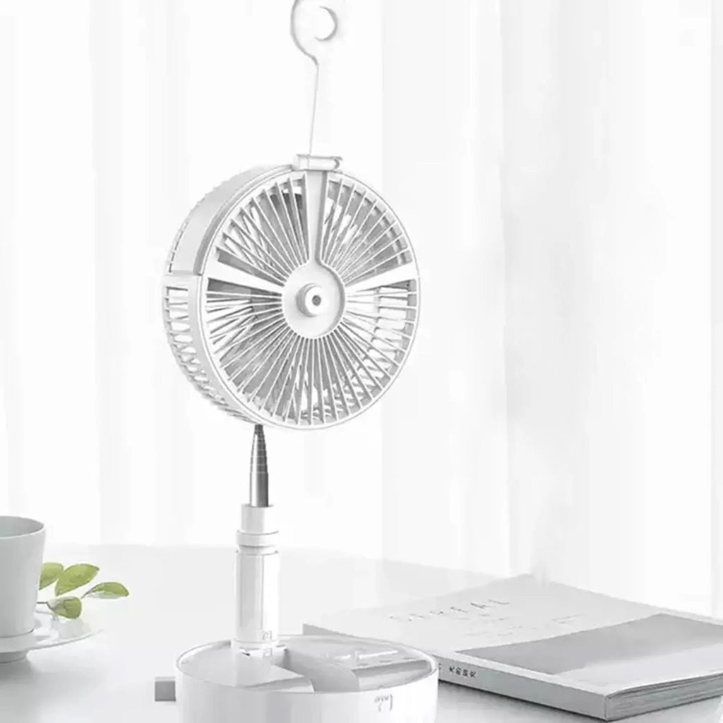 Folding Hydrating Travel Fan | Rechargeable Battery | Built in Humidifier | 185 Degree Oscillation | Remote